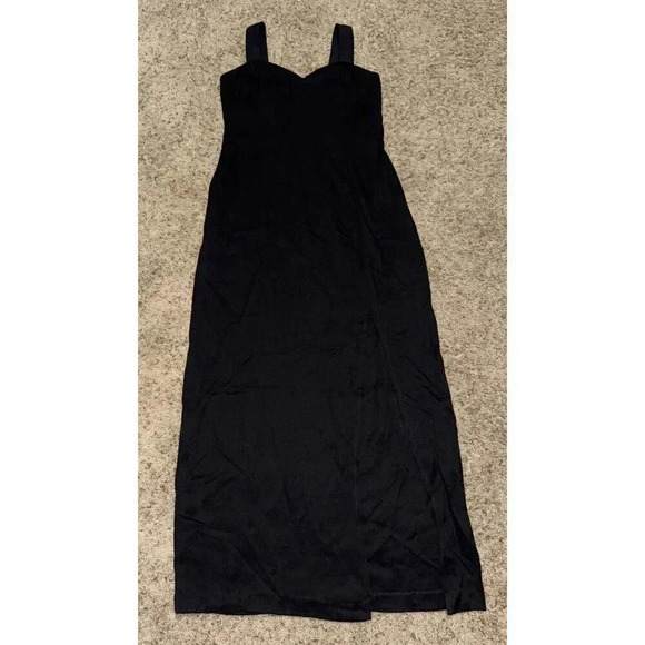 CACHE Vintage Black Square Neck Maxi Dress Size 10 Y2K Sleeveless 90s Goth Fairy - Picture 2 of 13